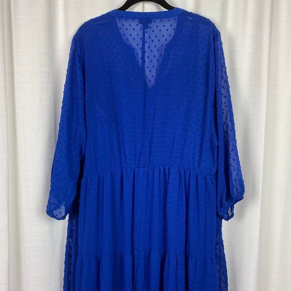 Torrid Blue Clip Dot Tiered Midi Dress Sz.3 - Picture 13 of 16
